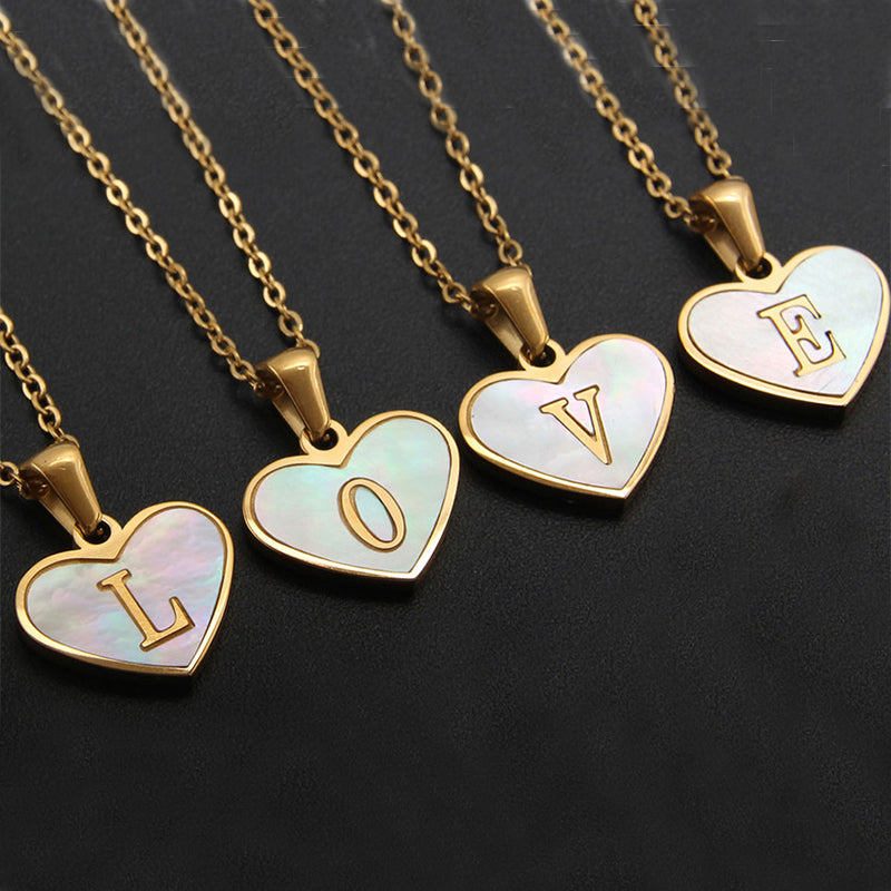 Heart-shaped letter Necklaces.