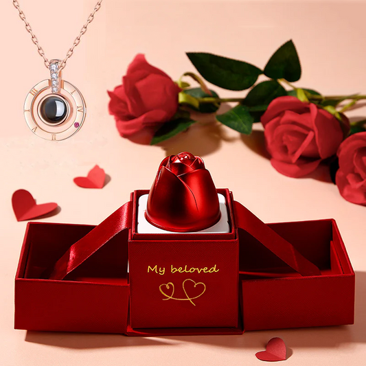 Crystal Rose Necklace & Box